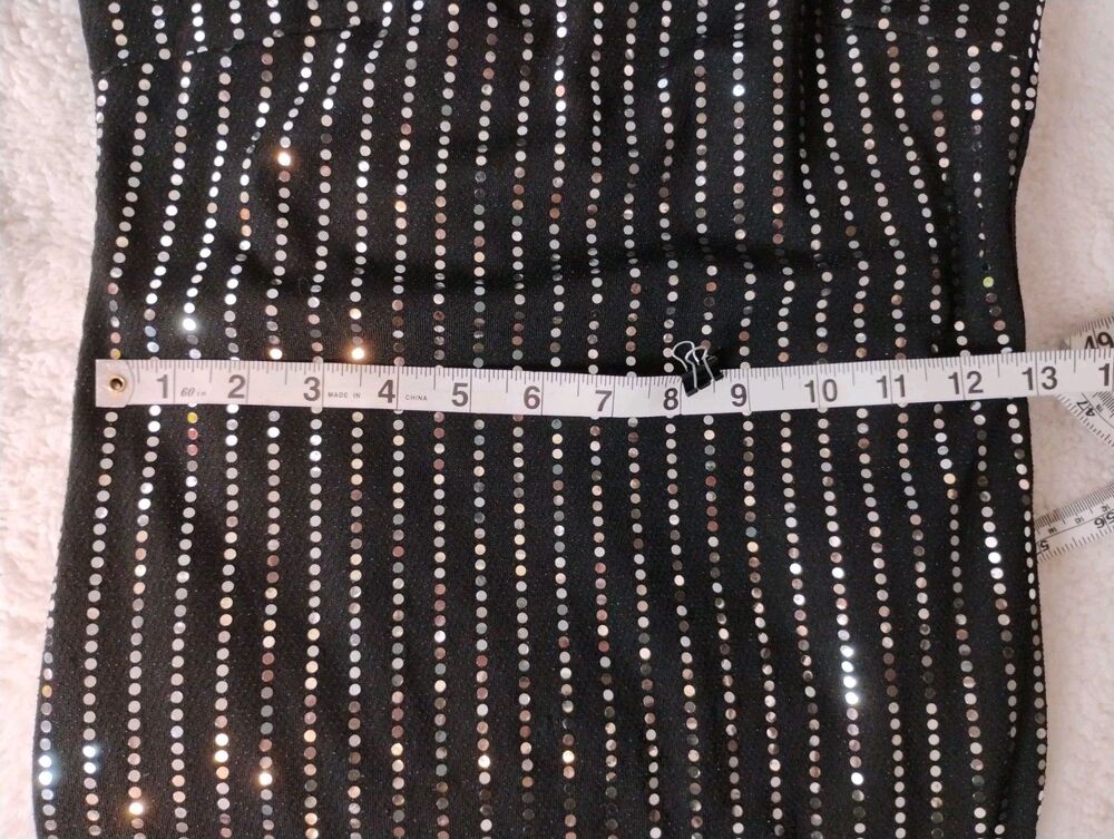 Forever 21 Black Sequin Strappy Bodycon Mini Dress Sz S Sleeveless - Picture 8 of 8